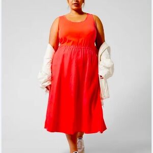 NWT Athleta Baja Linen Midi Dress 3X Coral